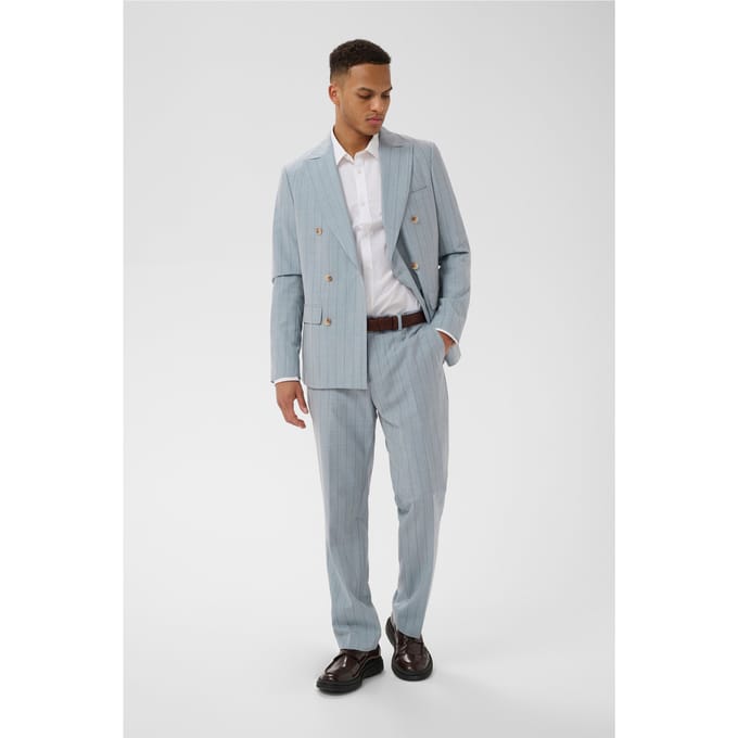 Slim fit colbert van wol met dubbele rij