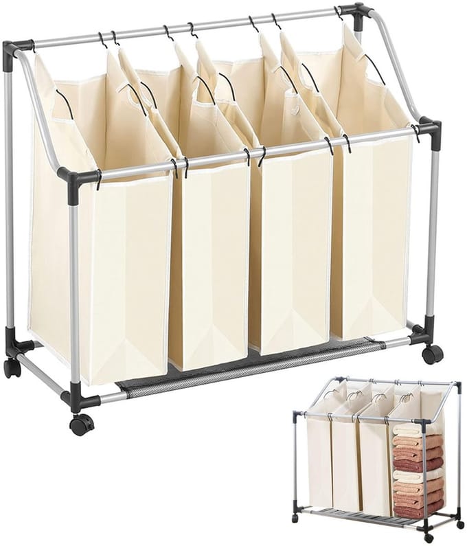 VELTRR® Wassorteerder 4 Vakken - Wasmand - Beige