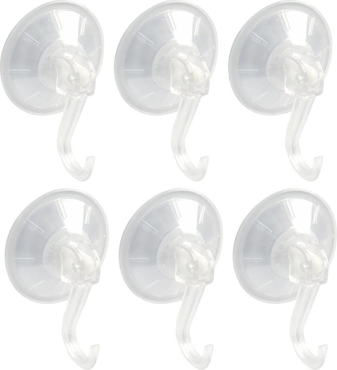 AMIG Ophanghaken met zuignap - 6x - kunststof - transparant - diameter 4,5 cm