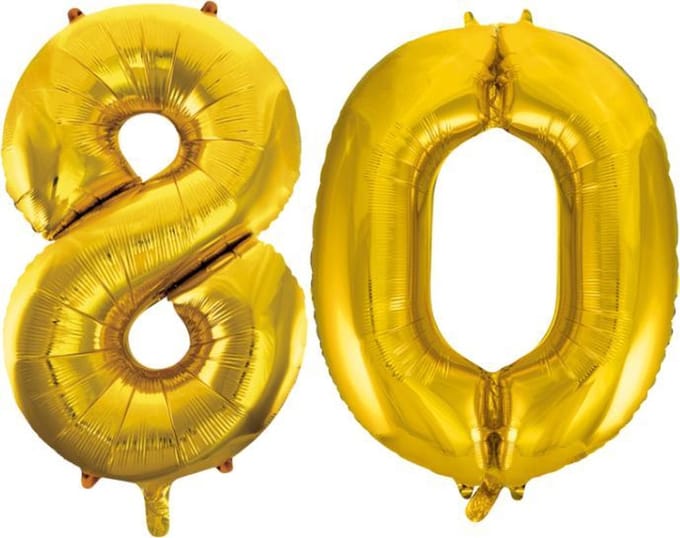 Folieballon nr. 80 Goud 86cm