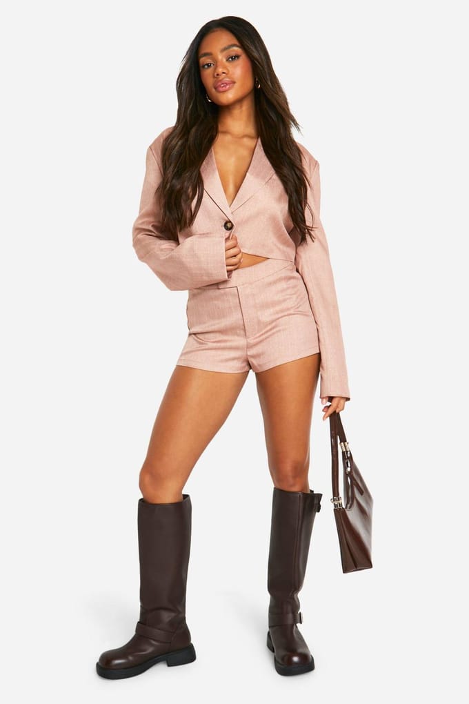 boohoo Dames Premium Pinstripe Tailored Hotpants | Rose | Maat: 6
