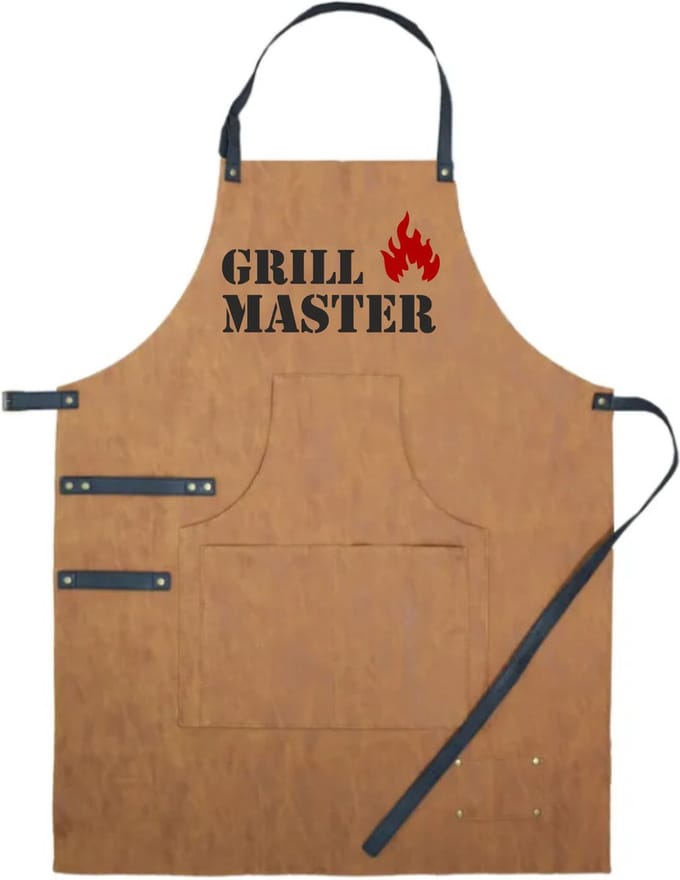 Schort luxe grillmaster | vaderdag cadeau | vader cadeautjes | papa | Leer