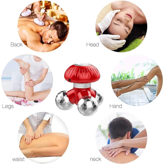 Elektrische draagbare vibrerende stimulator 3 kneedmassagekoppen voor lichaamsschouder-nekmassage Ontspanning Mini-stimulator