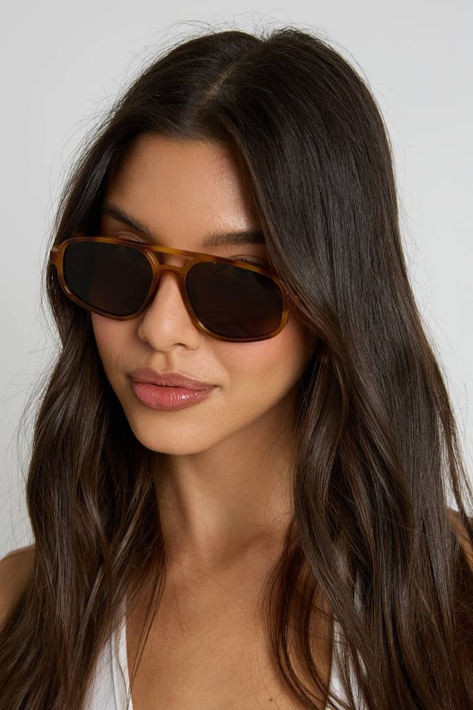 boohoo Dames Schildpad Aviator Zonnebril | Bruin