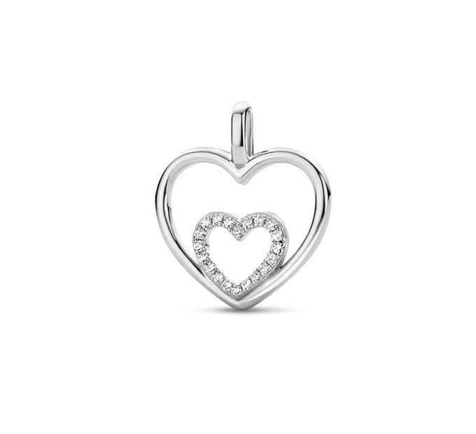 Zilver Gerhodineerde Hanger hart zirkonia 1333967
