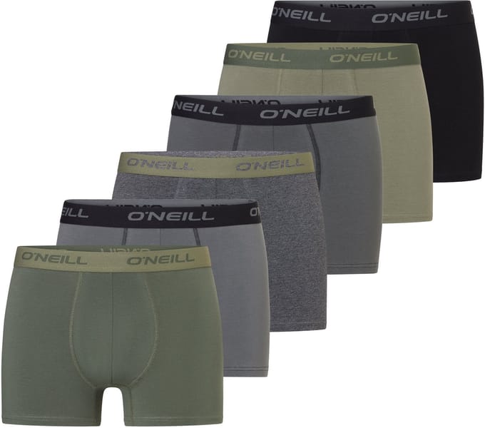 O'Neill Heren Boxershorts Trunks 6-Pack Groen/Antraciet - Maat S