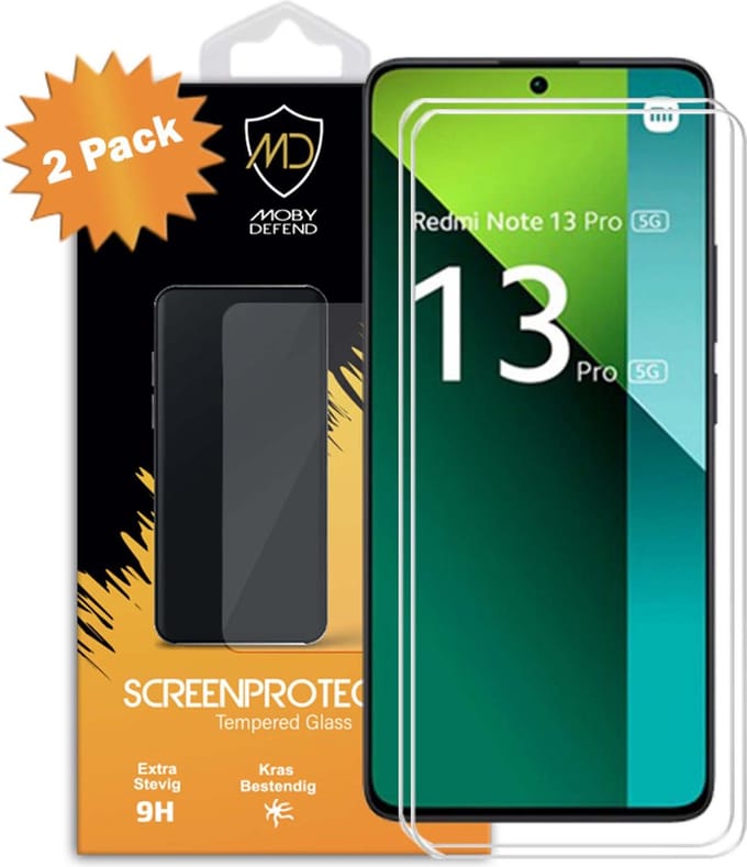 2-Pack MobyDefend Screenprotectors - Geschikt voor Xiaomi Redmi Note 13 Pro 5G - Case-Friendly Screensavers - Gehard Glas