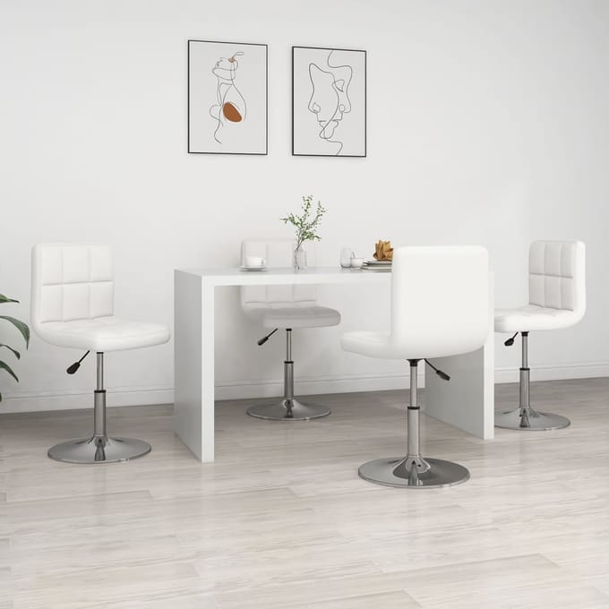 vidaXL - Eetkamerstoelen - 4 - st - kunstleer - wit