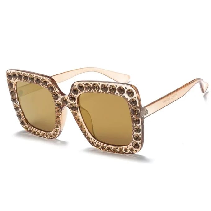 Nieuwe Mode Luxe Designer Strass Zonnebril Dames Vierkant Oversized Montuur Diamant Vintage Feestbril