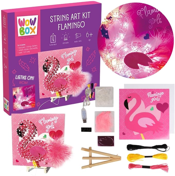 Wow Box Flamingo Creatief weefpakket voor kinderen, String Art DIY