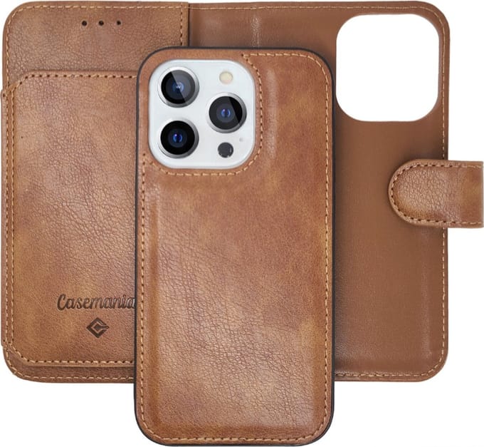 Cityhoesje â“ iPhone 16 Pro Max â“ 2 in 1 â“ Bookcase - 6 Pasjes - Bruin