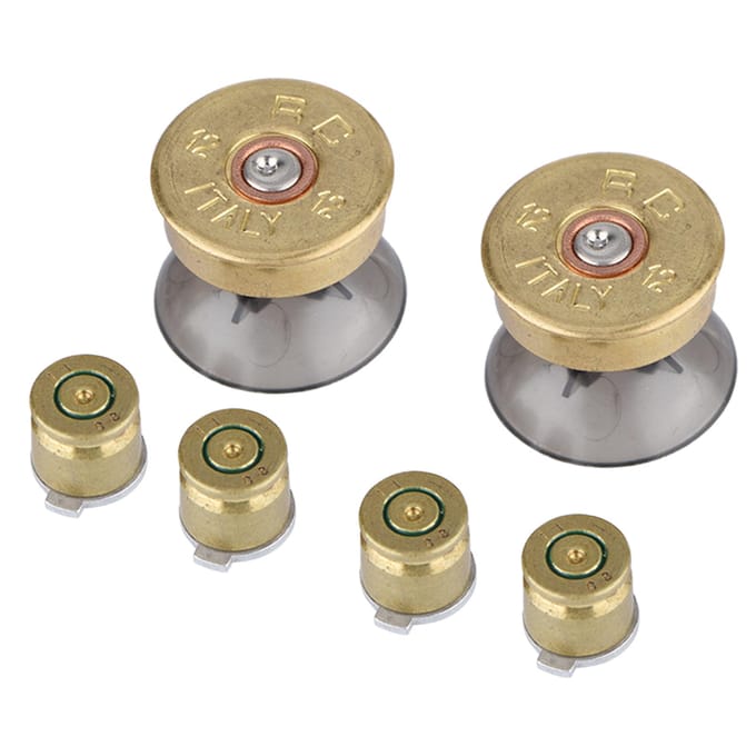 6 Stuks Gouden Metalen Kogelknoppen & Thumbstick Mod Kit voor PS4 Controller gray