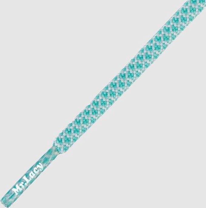 Mr Lacy schoenveters Rond- Ropies mint green/white 130cm lang 5,5mm breed extra sterk