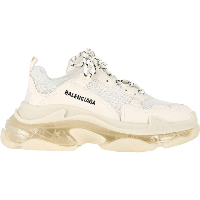 Balenciaga Triple S Helderzolen Sneakers in Crème Polyester