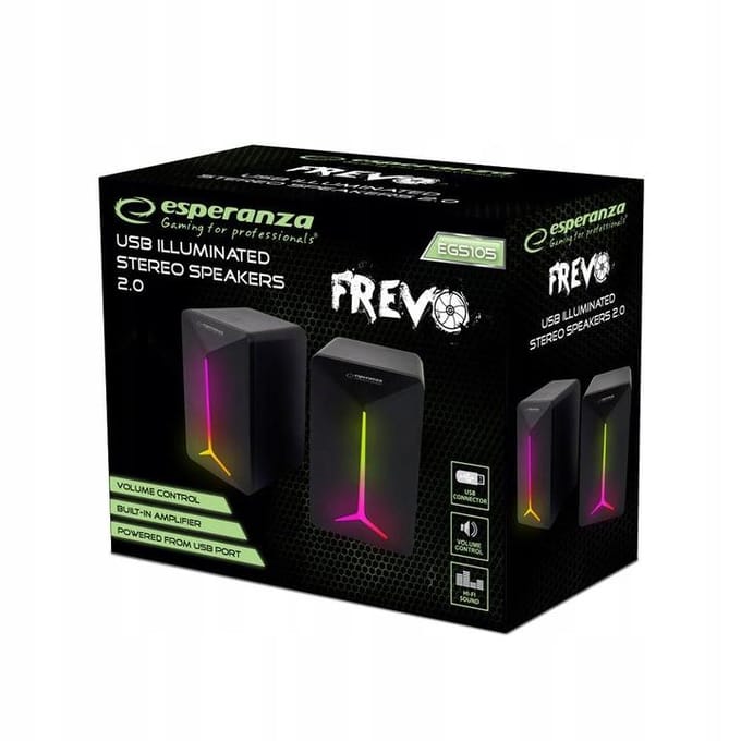 Esperanza Rainbow Frevo EGS105 2.0 computerluidsprekers met LED-achtergrondverlichting, 5 W