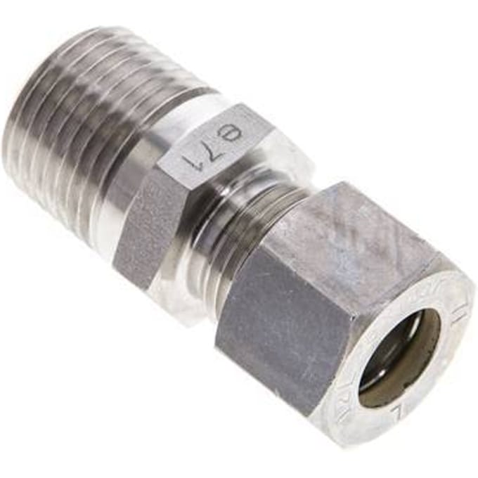 1/2'' NPT Buitendraad x 12L RVS Rechte Knelfitting 315 Bar DIN 2353 - FL2S-MO-ST-012N-12-L