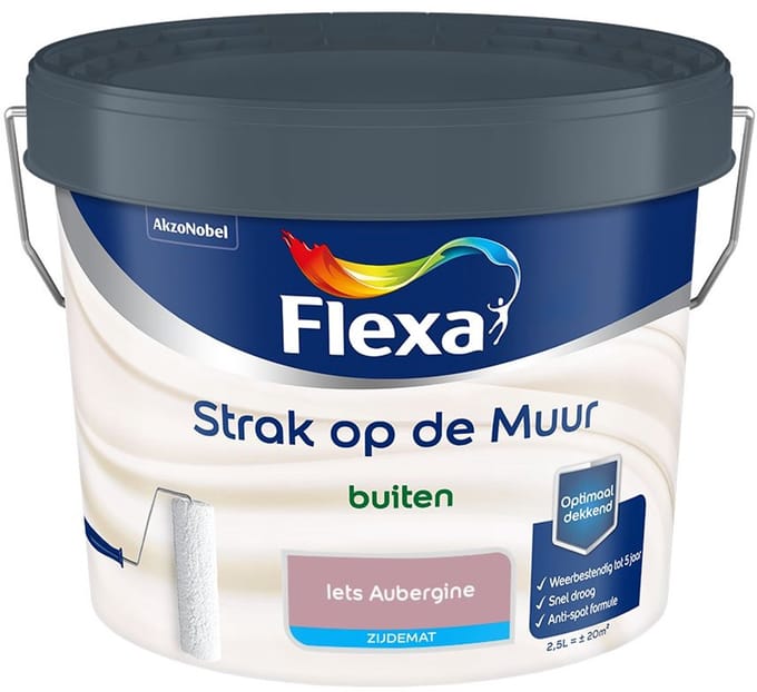 Flexa - Strak Op De Muur Buiten Zijdemat - Iets Aubergine - Mengverf - 2,5 L