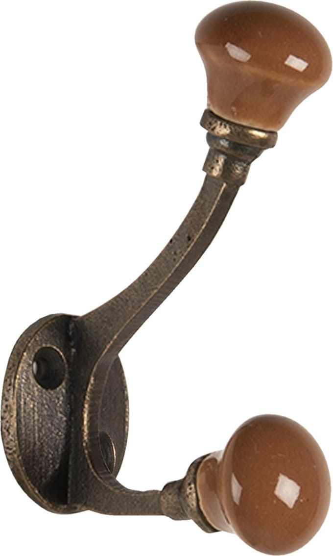 Clayre & Eef Wandhaak 5x9 cm Bruin Keramiek