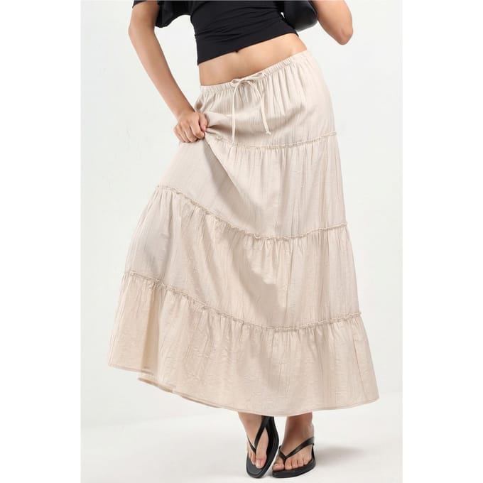 Hooggewaisted Textured A-Line Maxi Rok