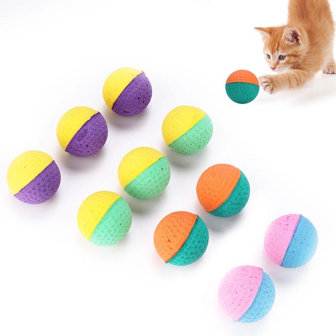 10 stuks / Set Kleurrijk Huisdier Kat Kitten Speelspeelgoed Latex Ballen blue