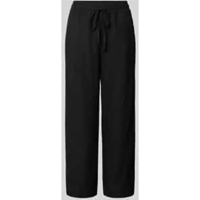 wide fit stoffen broek van linnenmix met viscosemet model 'Ina'