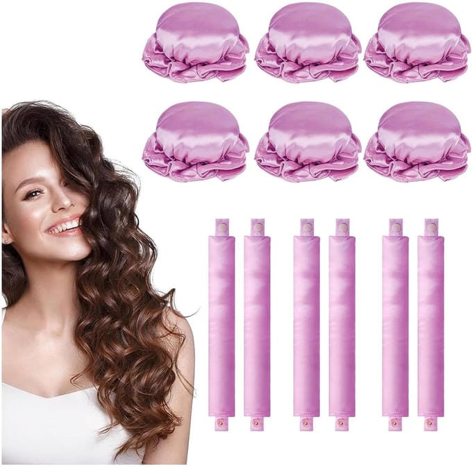 Krulspelden zonder hitte - Haarrollers - Overnight krullen - Beschermt haar - 6 stuks - Roze