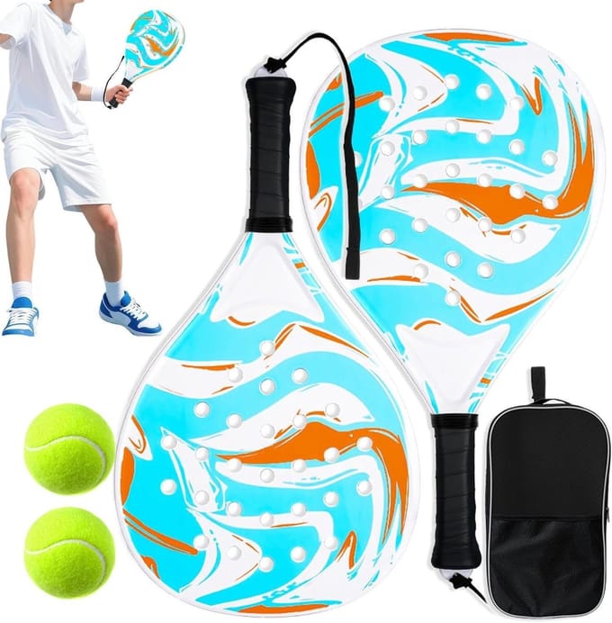 Pickleball Paddle Set - Sport Rackets - Buiten Spelen - Koolstofvezel Constructie - 46.5 cm Lengte - Blauw