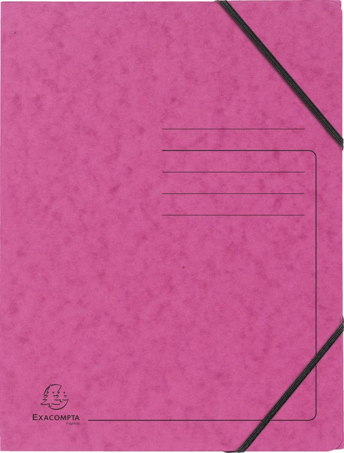 Exacompta 25x Bedrukte Elastomappen zonder klep - glanskarton 355g/m2 - A4 - Roze - 555420E
