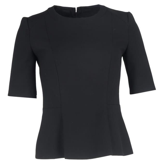 Boss by Hugo Boss top met korte mouwen en peplum in zwarte wol