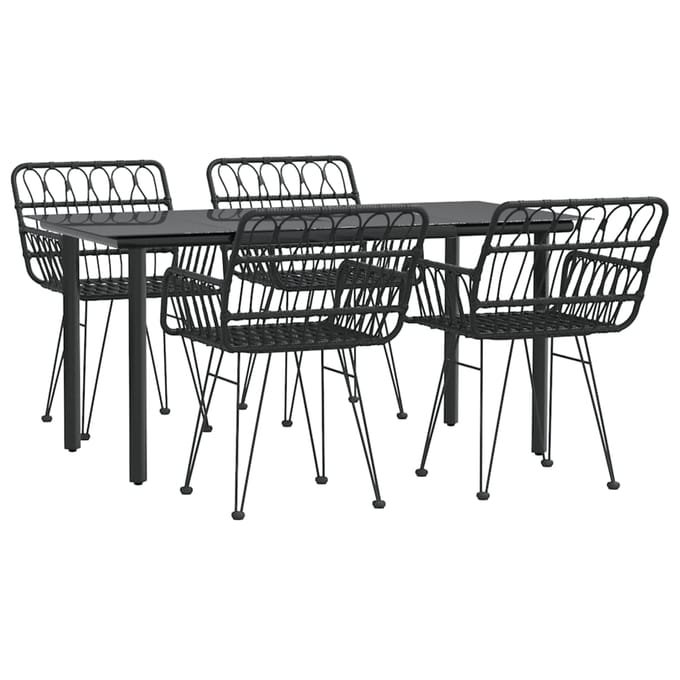 vidaXL - 5-delige - Tuinset - poly - rattan - zwart