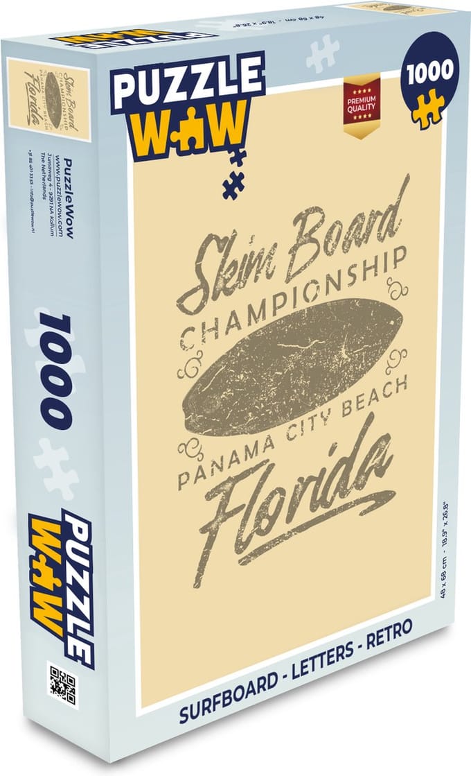 Puzzel Surfboard - Letters - Retro - Legpuzzel - Puzzel 1000 stukjes volwassenen