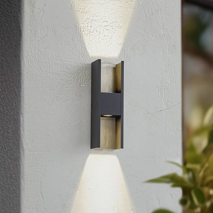 Lucande LED buitenwandlamp Lavrin, zwart/grijs, aluminium