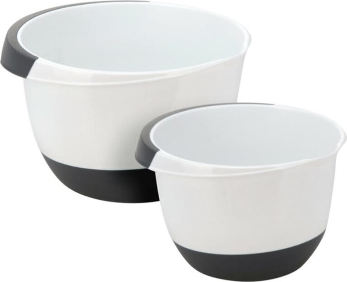 Excellent Houseware Beslagkom/mengkom/roerkom - 2x stuks - kunststof - wit
