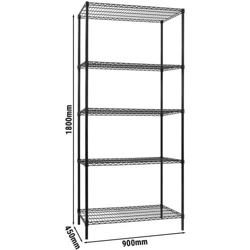 GGM Gastro Stahlregal - 900x450mm - 5 Ablagen - Schwarz