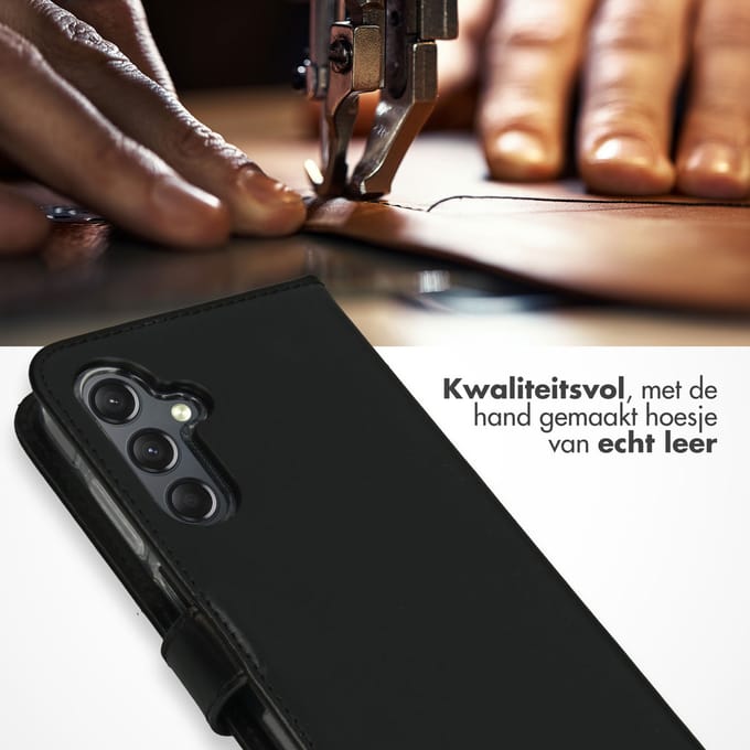 Selencia Echt Leren Bookcase voor de Samsung Galaxy A25 (5G) - Zwart
