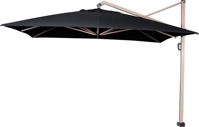 Platinum Sun & Shade – Zweefparasol – Icon Premium - 400x300 cm – Faded Black– Oak frame - Kantelbaar – 360° Draaibaar – 98% UV protectie