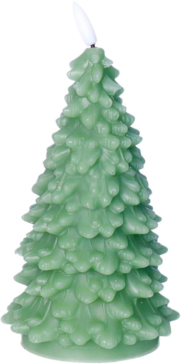 Anna's Collection LED kerstboom kaars - groen - 20 cm - kerstkaars - kerstdiner kaarsen