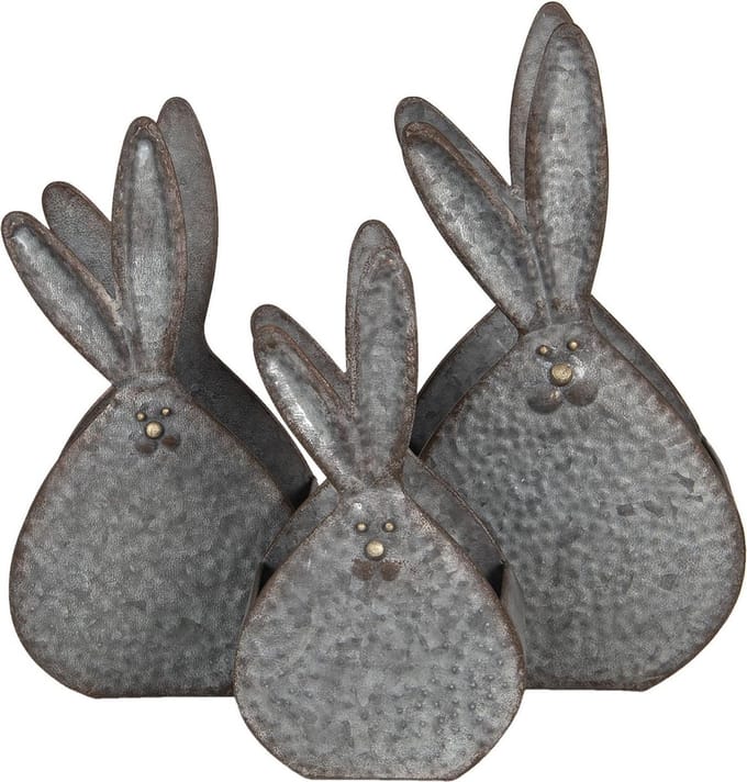 Clayre & Eef Opbergmanden Set van 3 Grijs Ijzer Mand Opbergmandje