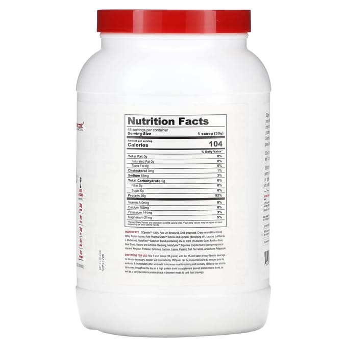 Metabolic Nutrition, ISOpwdr, Wei Eiwit Isolaat, Verjaardagstaart, 3,04 pond (1380 g)