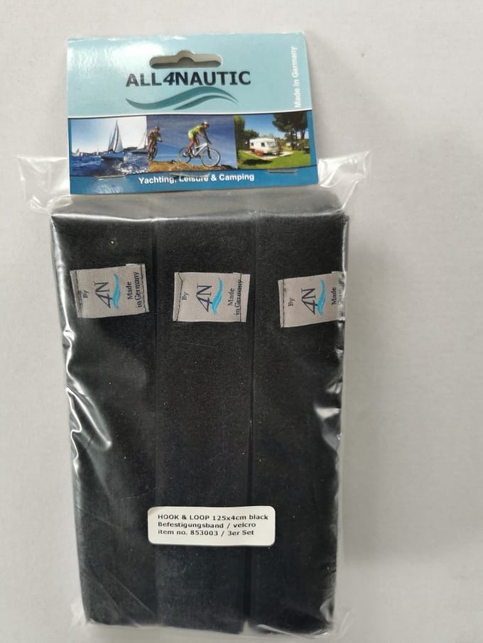 Klittenband / Velcro Hook 'n Loop SET van 3 stuks | 125cm zwart