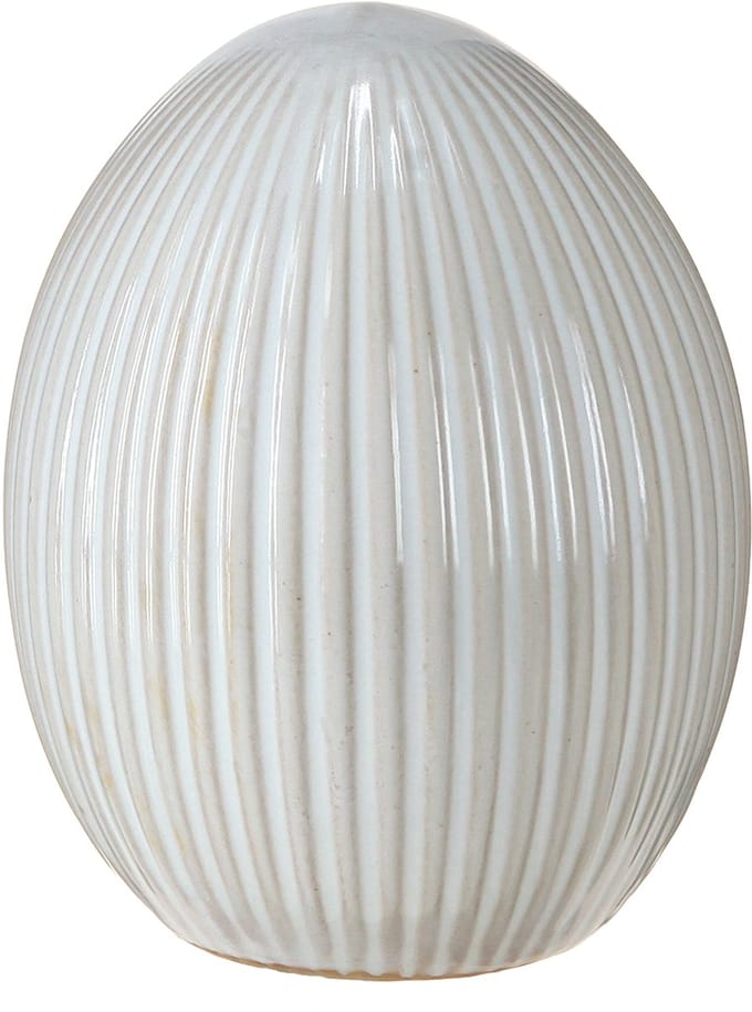 Paaseieren Keramiek Decoratief Ei met Groeven Wit Grijs 10×12.5cm 2 St