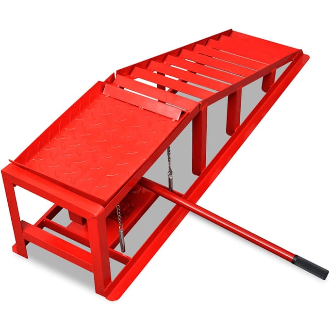 Vidaxl Autoreparatiehelling, 2 Oprijplaten, Rood, Staal