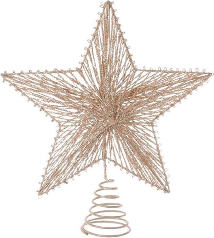 Ster Spiraal van metaal met glitter 20xh23cm goud