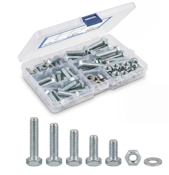 85 Pcs M8 Screw Set, Hex Screws with Nuts Machine Screws Assortment Screw Set Thread Machines Hex Screws Nuts Washers - ShopVlot