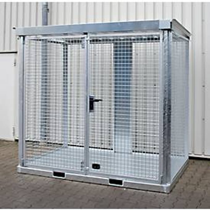 Bauer, gasflessencontainer, type GFC-E, H 2260 x B 1575 x D 2535 mm, Roosterbodem