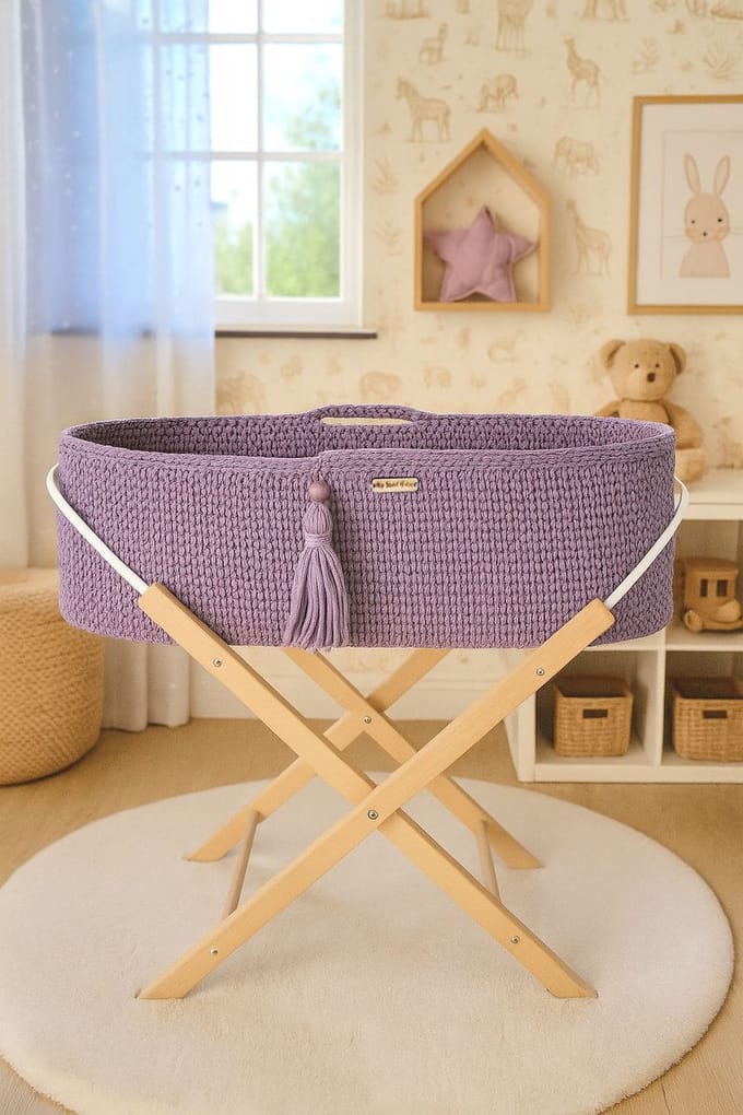 Mozesmand BOHO Handgemaakt met standaard - lila