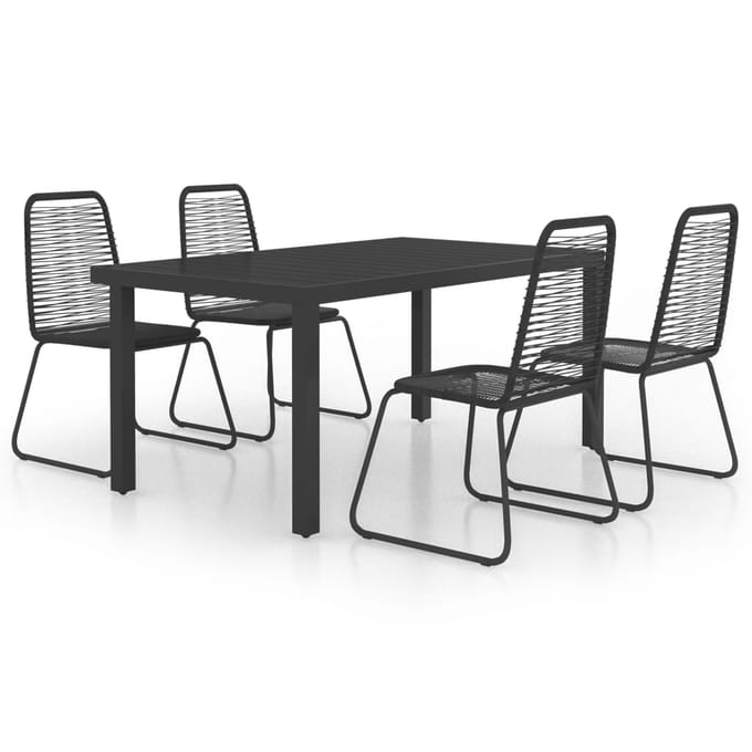 vidaXL - 5-delige - Tuinset - PVC-rattan - zwart