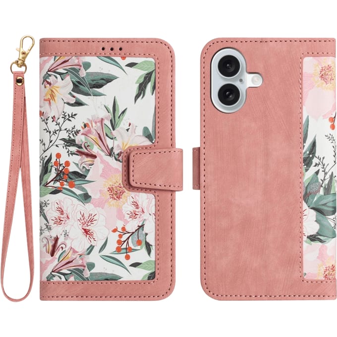 Mocaa Apple iPhone 16 Floral Series Bookcase Roze