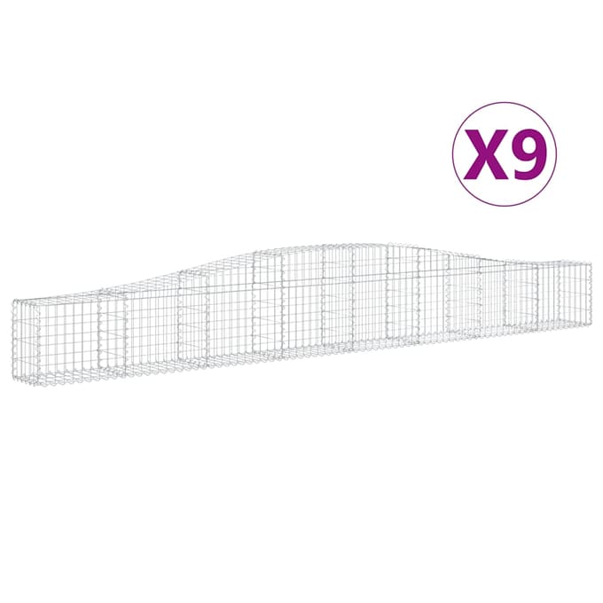 vidaXL - Schanskorven - 9 - st - gewelfd - 400x30x40/60 - cm - ijzer