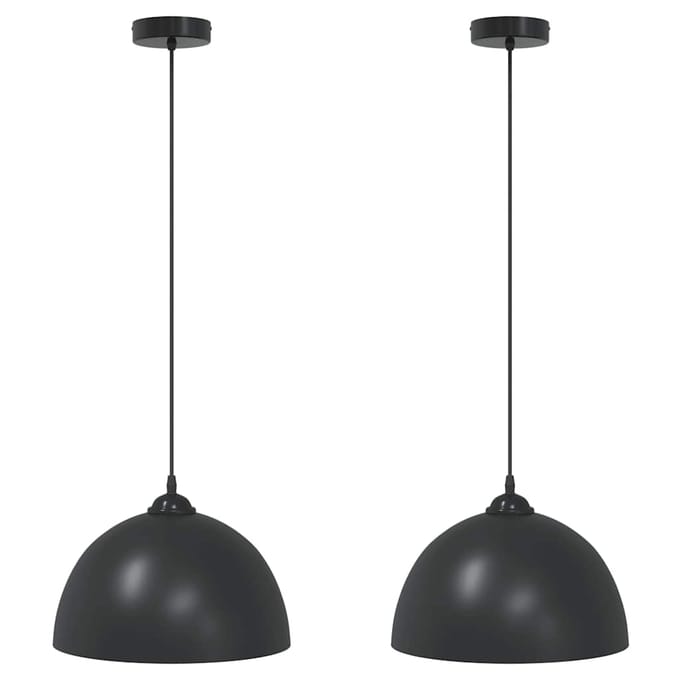 vidaXL Hanglampen 2 st In hoogte verstelbaar E27 30 cm metaal zwart
